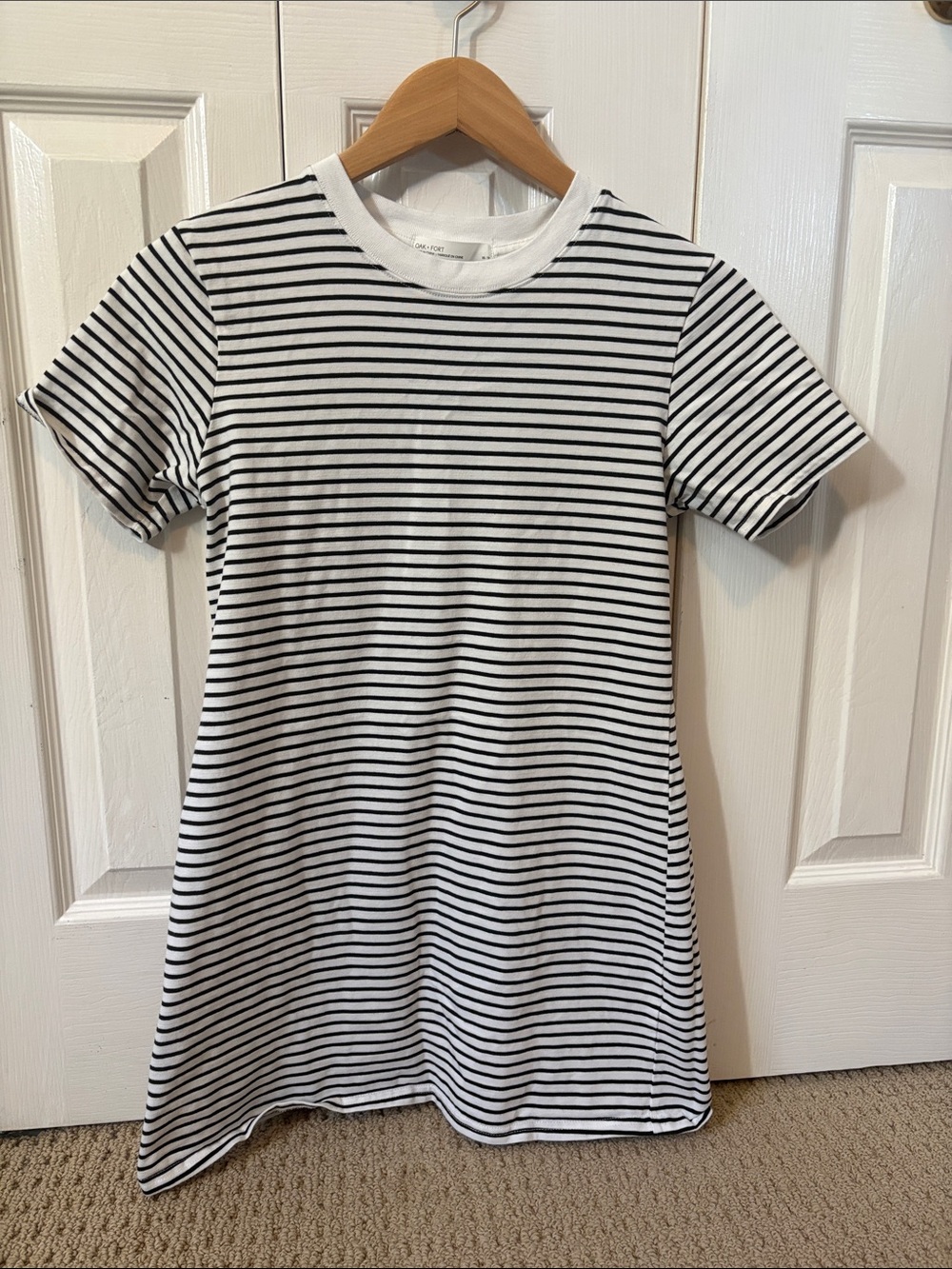 Striped Black & White Kids Dress - Classic Tee Dress
